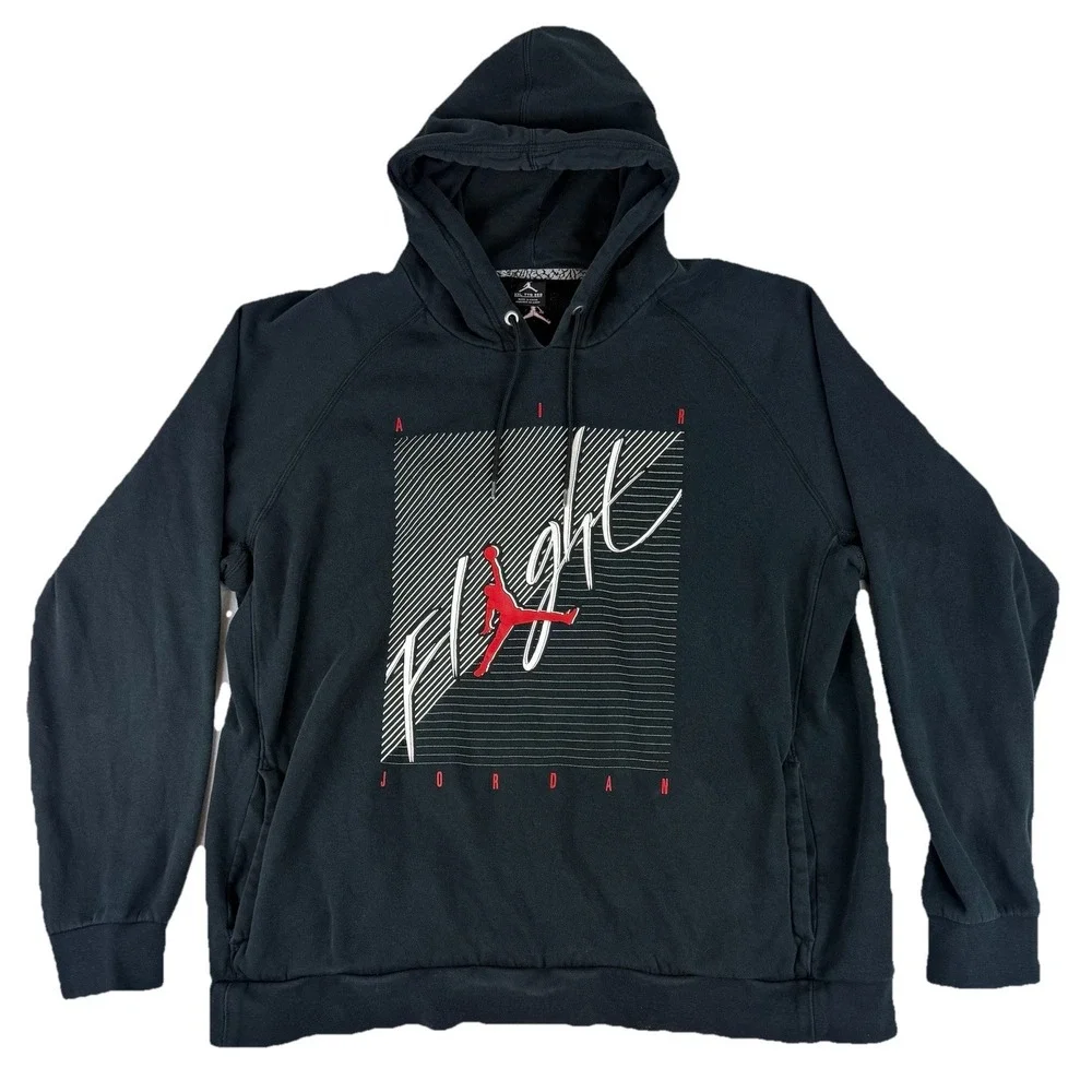 Nike Air Jordan Men's Flight‎ Hoodie Pullover Size XXL Black Y2K